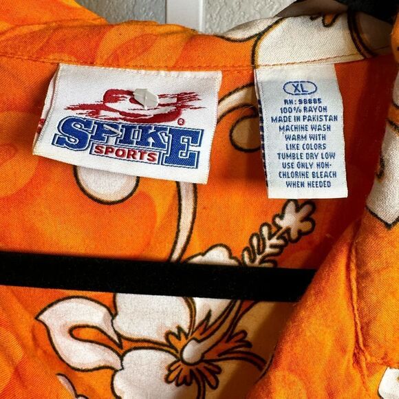 EUC - Men’s Oklahoma State University Orange Hawaiian Print Button Down Shirt Xl - Picture 4 of 4